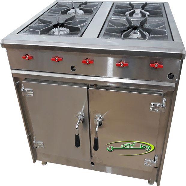 اجاق گاز صنعتی چهار شعله فردار ده من رستورانی
