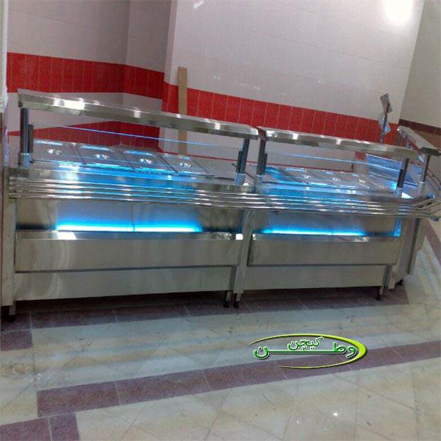 خط کامل سلف سرویس استیل با نور مخفی و پیشخوان