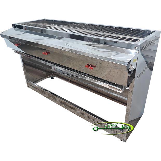 کباب پز گازی استیل دهنه چهل سانتیمتر عرض یک و نیم متری